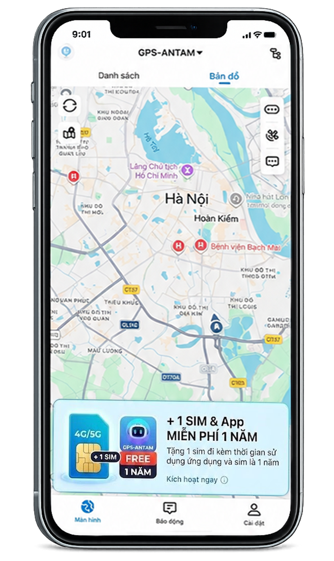 Ứng dụng GPS-ANTAM hiển thị trên điện thoại