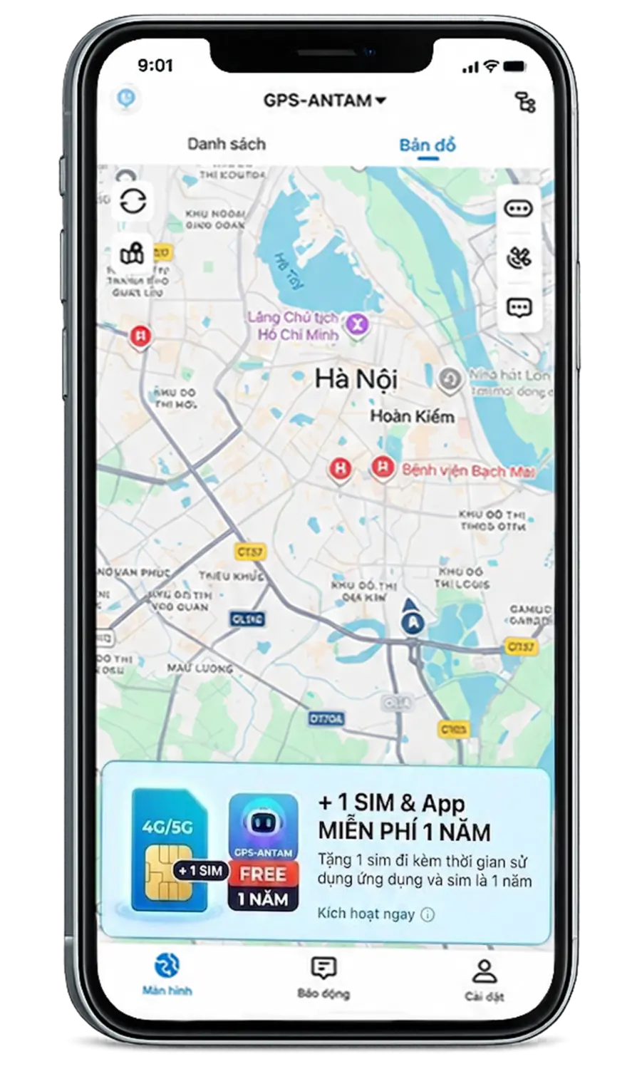 Ứng dụng IOPGPS hiển thị trên điện thoại